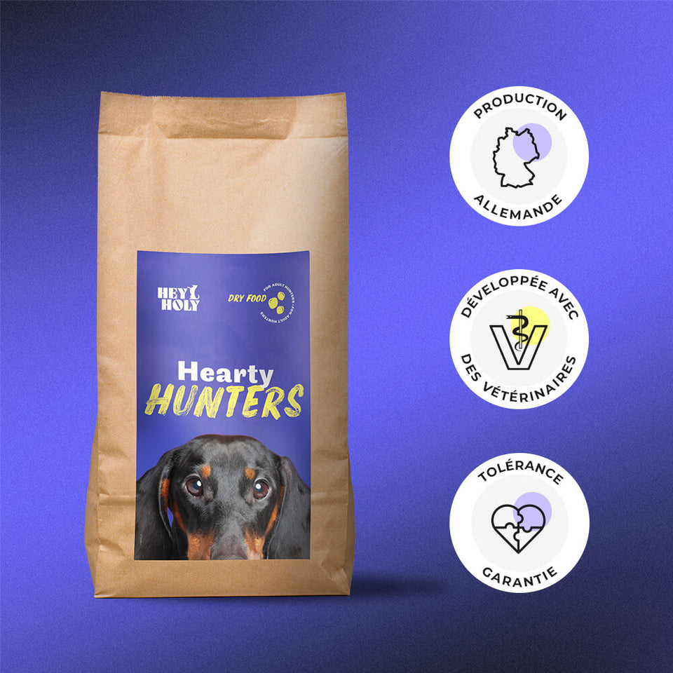 HEY HOLY Hearty Hunters Trockenfutter für kleine Jagdhunde