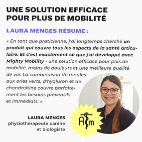 Laura Menges, physiothérapeute canine, recommande Mighty Mobility pour la santé des articulations